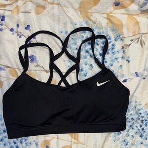 Nike Women's Black Sports Bra with White Logo